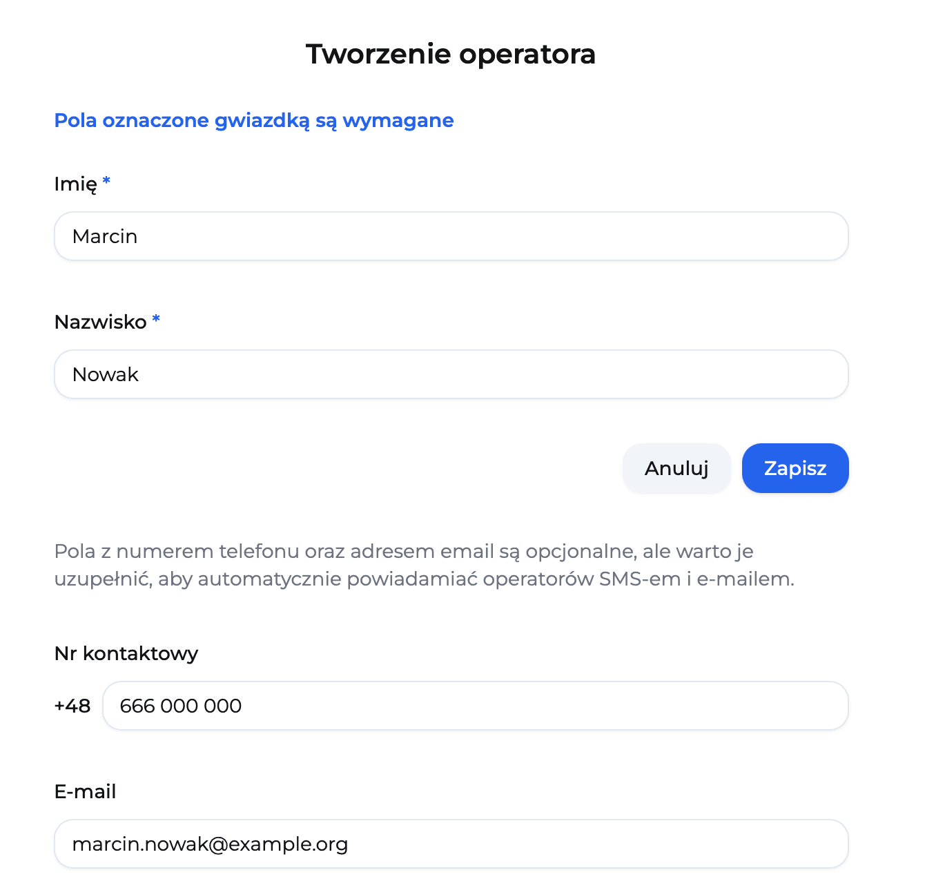 Jak dodać operatora