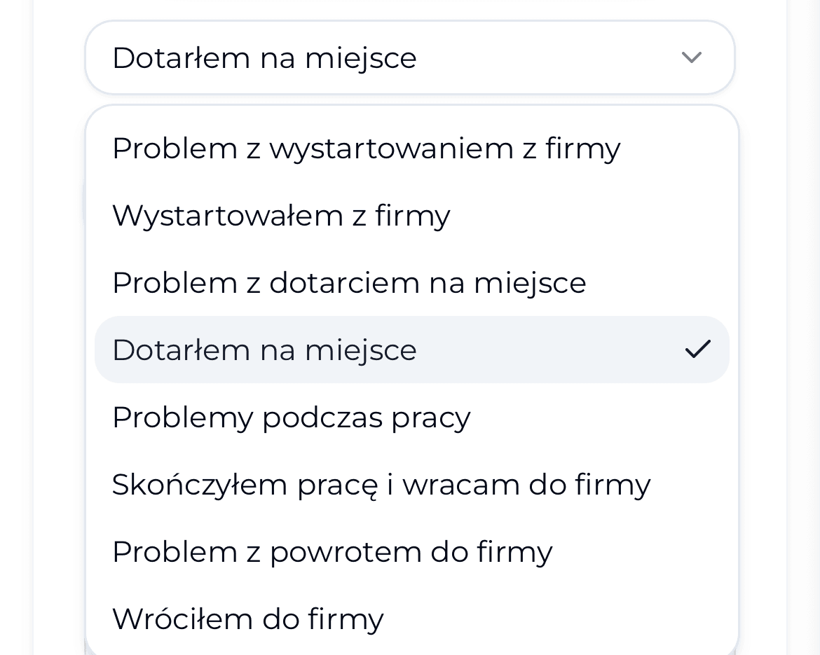 Ustawianie statusu zlecenia w panelu operatora aplikacji Dyspozytor Maszyn