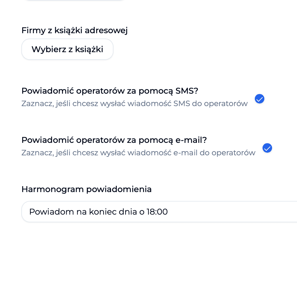 Automatyczne powiadomienia SMS i email w aplikacji Dyspozytor Maszyn